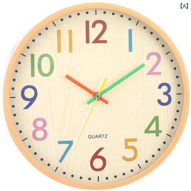壁掛け 時計 おしゃれ イン 風 ラウンド カラー 壁 時計 12インチ シンプル 寝室の リビング ルームの ..