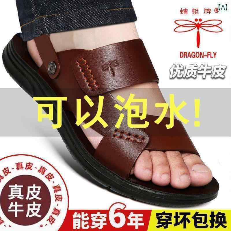 サンダル 男性用 カジュアル トンボ サンダル メ ンズ 2025夏 革 ソフト ソール メンズ ビーチ シュー..