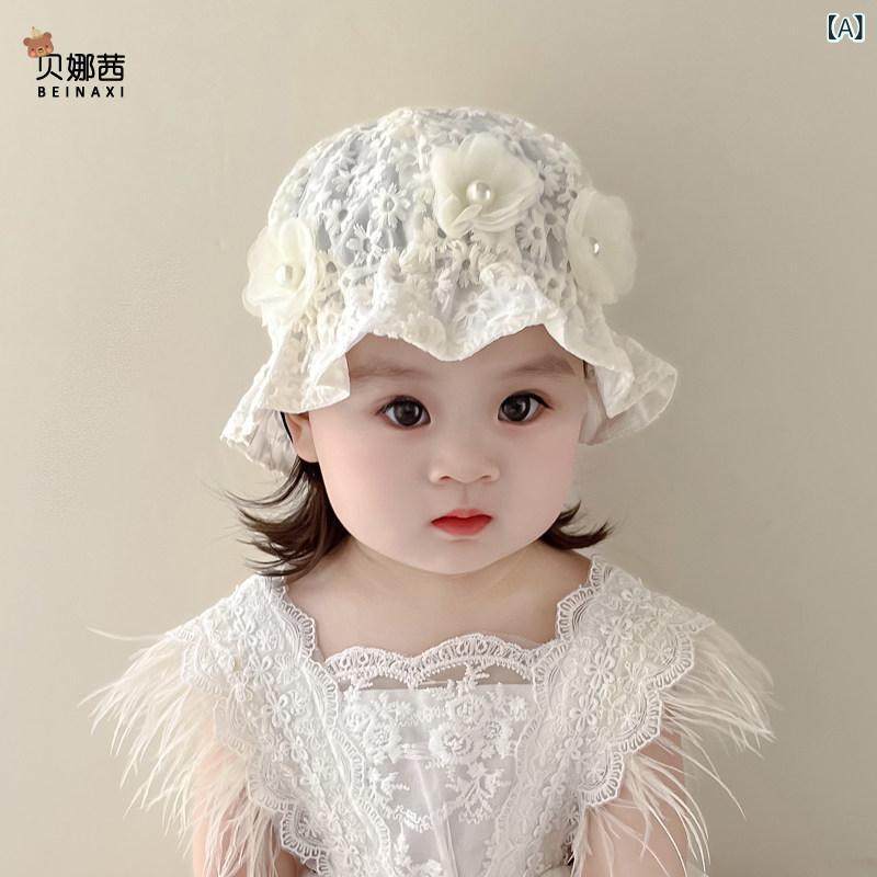 帽子 ベビー 女の子 キッズ 紫外線対策 日よけ帽子 レース フリル 柔らかい 通気性抜群 薄手 涼しい お出かけ 通園 散歩 公園遊び 外遊び 春夏用 かわいい 赤ちゃん 日よけ おしゃれ 快適 お散歩用 無地 ナチュラル つば広 サンハット ベビーハッ