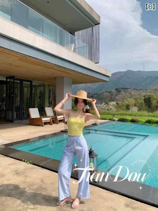 ビキニ　水着　レディース レモン グラス ビーチ バケーション スウィート ガール カラフル チューブ トップ 温泉 水着 ビキニ 3点 セット