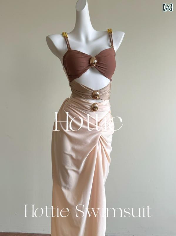 ビキニ　水着　レディース モカ ガール シンプルで エレガントな 高級 ワンピース 腹 カバー 水着 ロング スカート ビーチ バケーション 女性用