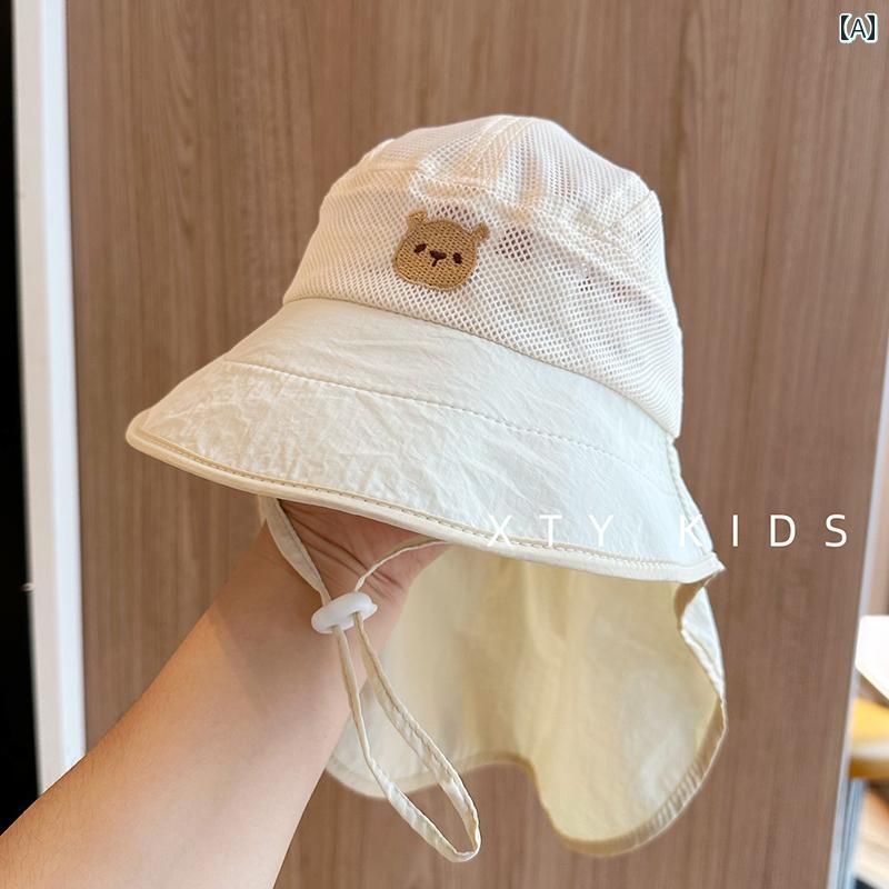 赤ちゃん 帽子 ベビー ベビー サンハット 夏用 つば 広 ショール アウトドア フル ネット ベア 速乾 子供用 フィッシャーマン ハット