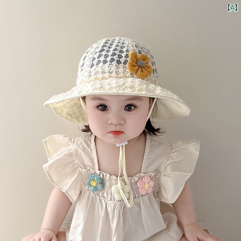赤ちゃん 帽子 ベビー ベビー 帽子 夏用 サンハット 子供用 かわいい 紫外線 防止 女の子用 薄型