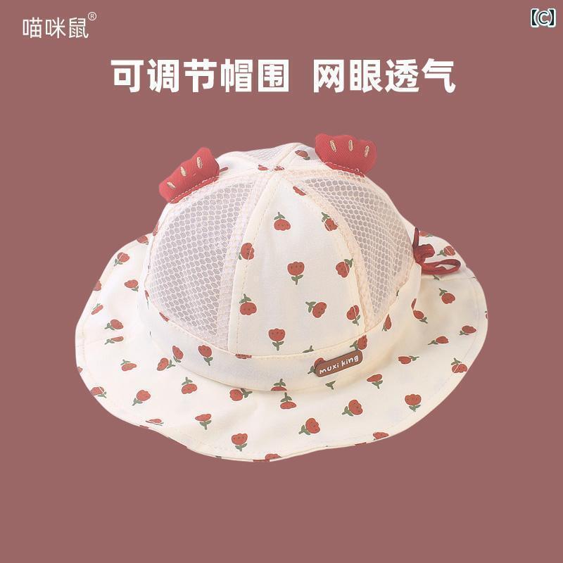 赤ちゃん用　帽子　かわいい ベビー 帽子 夏用 薄手 メッシュ 通気性 サンシェード...