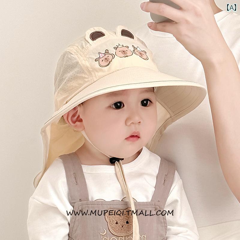 赤ちゃん用 帽子 かわいい ベビー 帽子 夏用 薄手 サンハット かわいい ショール 男女兼用 日焼け防止 フィッシャーマン ハット つば 広