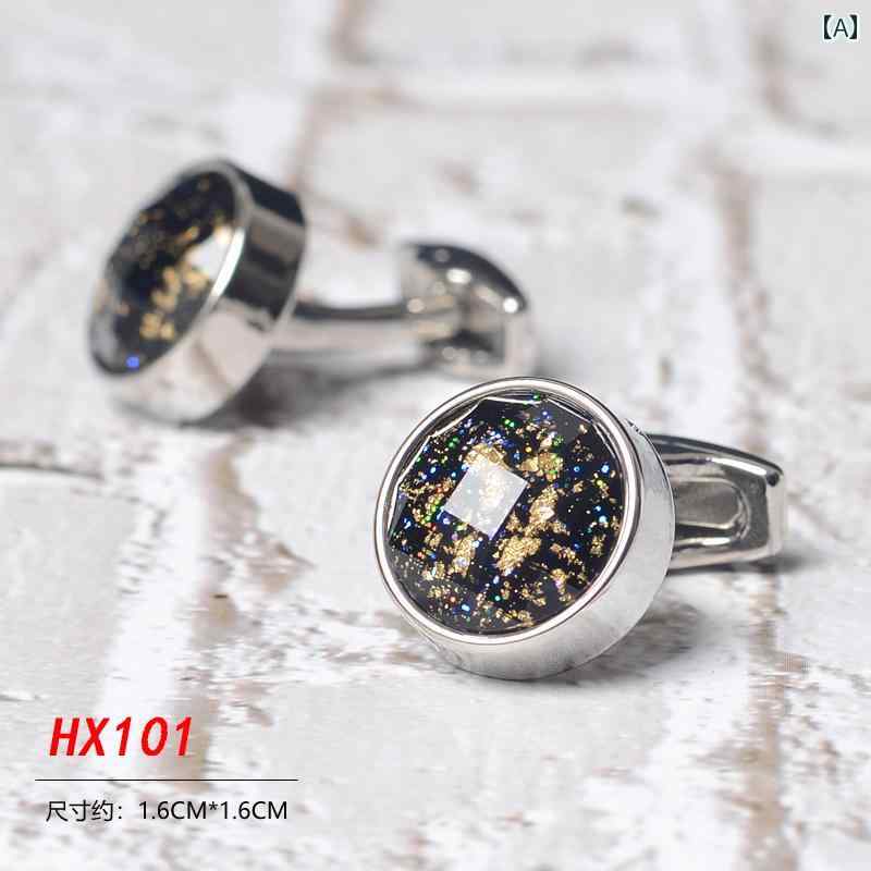 カフス ボタン シャツ 金箔の 星空 ゴールドと シルバーの フレンチ シャツ カフスと カフ ネイル ビジネス用 メンズ ボタンと ボタン レディース