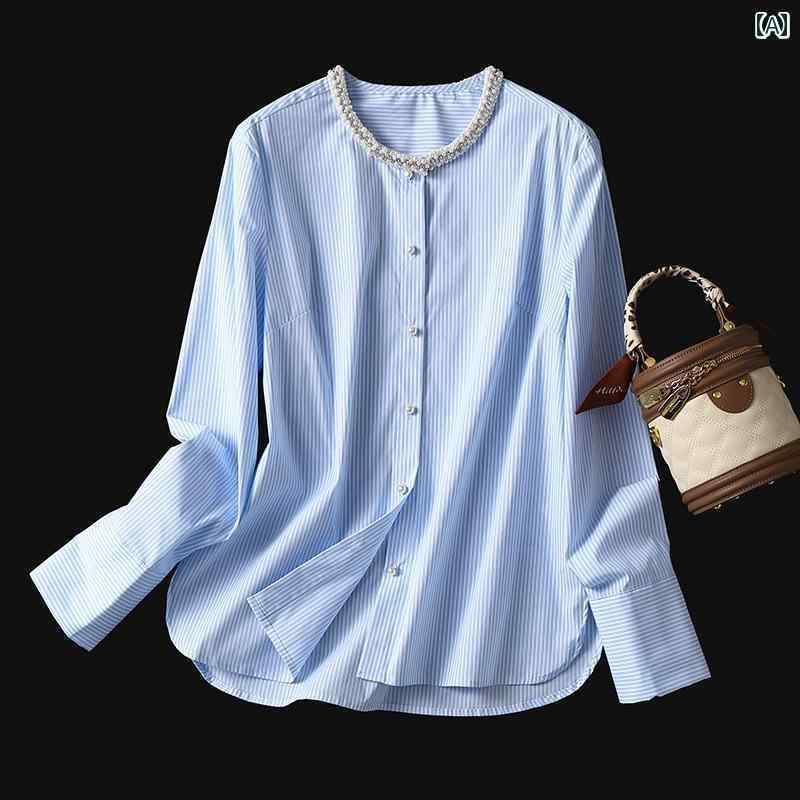 白シャツ　レディース　きれいめ タオ メタ オの スクリーンには 可愛くて 魅力的な の パールラインス..