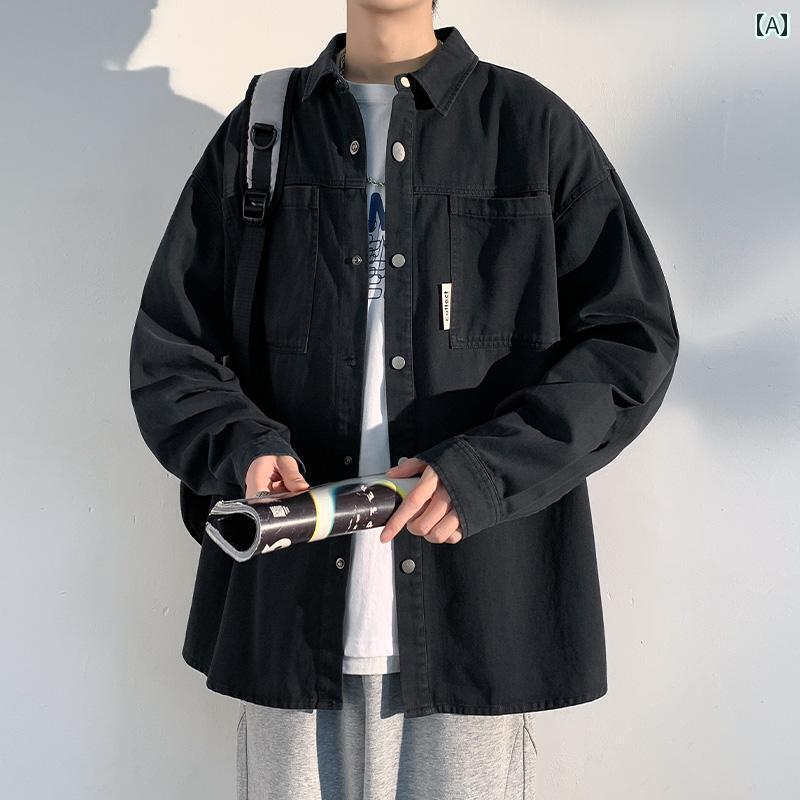 アウター　ジャケット　メンズ 2025年 綿 長袖 シャツ メンズ 夏 カジュアル ゆったり ワークウェア ボーイズ 服 ジャケット(4)