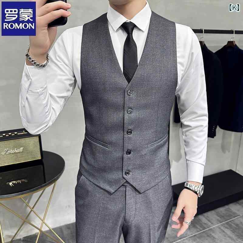 スーツ　ベスト　メンズ 羅 蒙 スーツ ベスト 男性 結婚式 花婿 付添 人 グループ ドレス ビジネス カジュアル 大きいサイズ 作業着 プロの 摩耗