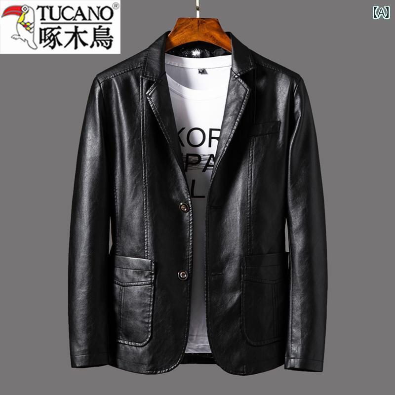 レザー ジャケット おしゃれ ウッドペッカー カウンター 革 レザージャケット メンズビジネス スーツ 2025 春秋 ダッド ジャケット
