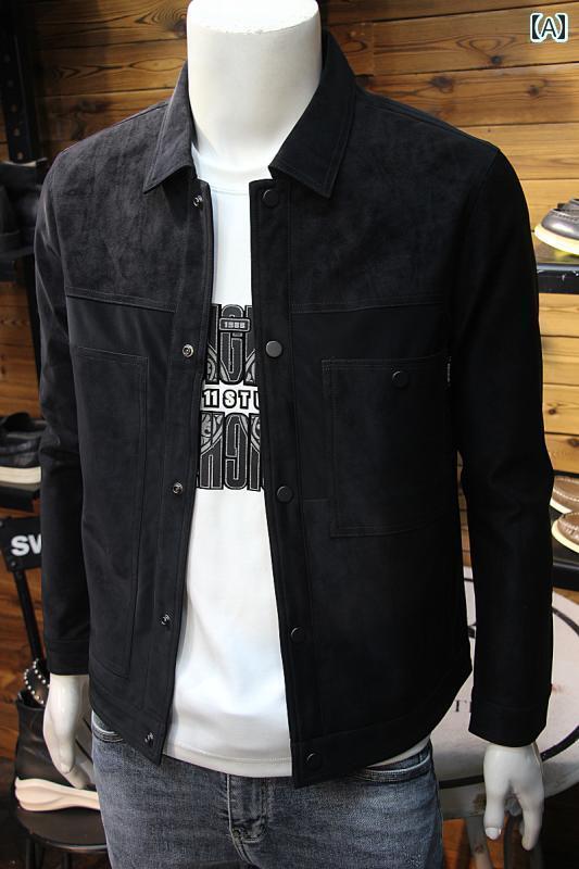 レザー ジャケット おしゃれ 秋 メンズ マット レザージャケットな スプライシング スリムフィット カジュアル レザージャケット