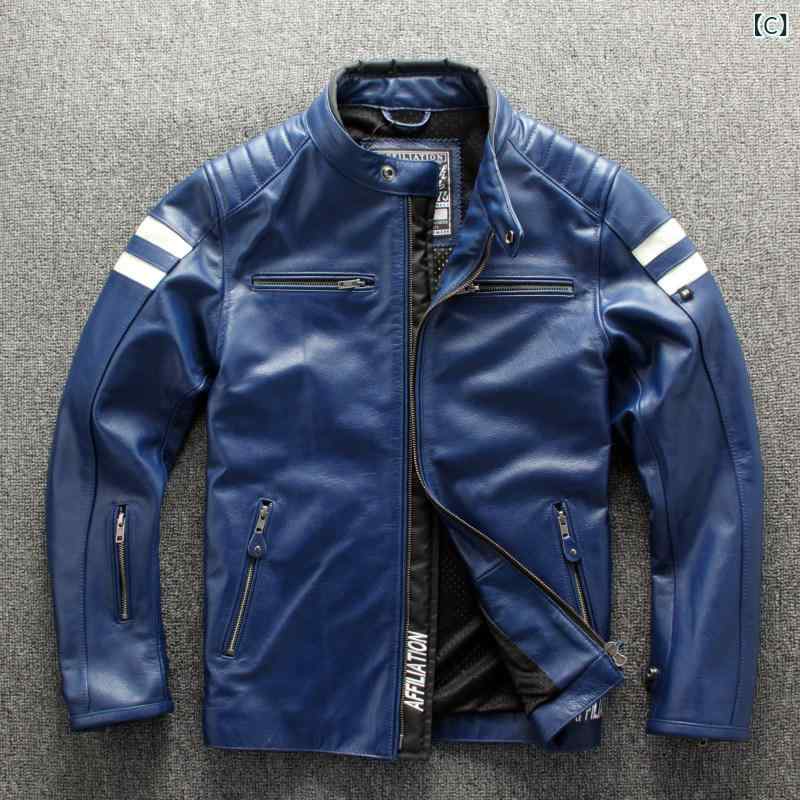 レザー　ジャケット　おしゃれ 秋冬 メンズ 革 ジャケット 初 層 牛革 スタンドカラー スリムフィット バイク スーツ サイクリング レザージャケット s-share-global-11052596 サポートシェアグローバル サンプル画像3