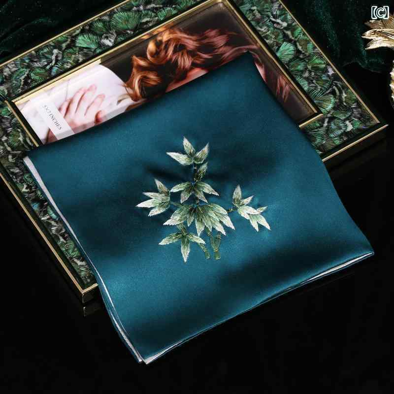 ハンカチ スカーフ メンズ ハンカチ シルク 刺繍 蘇 州 桑 スクエア スカーフ 彼氏への 毎年 恒例の パーティー ギフト ポケット チーフ