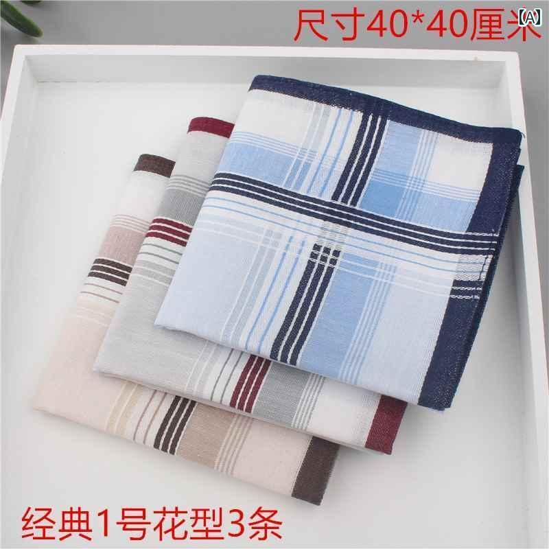 ハンカチ　ハンドタオル 男性用 汗 拭き 小 四角 タオル 懐かしい 昔ながらの 柔らかい レトロ 薄手 ハンカチ 綿 吸汗