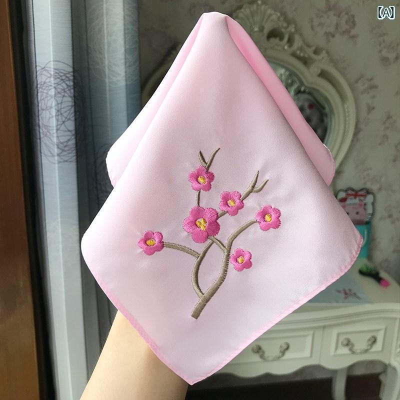 ハンカチ　ハンドタオル シルク ハンカチ レトロ 花 クラブアップル 小さい ギフト 刺繍 シフォン プリンセス 子供の 日