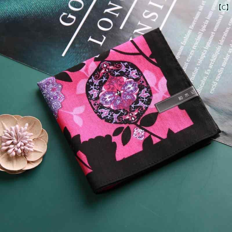 ハンカチ　ハンドタオル ヘム ジミン ライ ハンカチ レディース 綿 吸汗 レトロ お土産 汗 拭き 冬