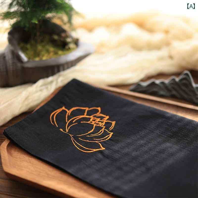 ハンカチ　ハンドタオル 刺繍 花 ハンカチ アンティーク ギフト メンズ レディース スタイル ポータブル 吸汗 綿 正方形 スカーフ 蓮