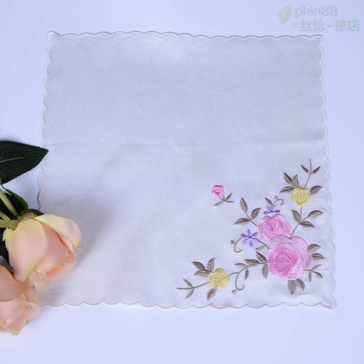 ハンカチ　ハンドタオル 100 % シルクの ウェーブ エッジ ハンカチ | シルク スクエア シルクスカーフ ビューティー タオル クラシック ファッション 刺繍 ホット ギフト