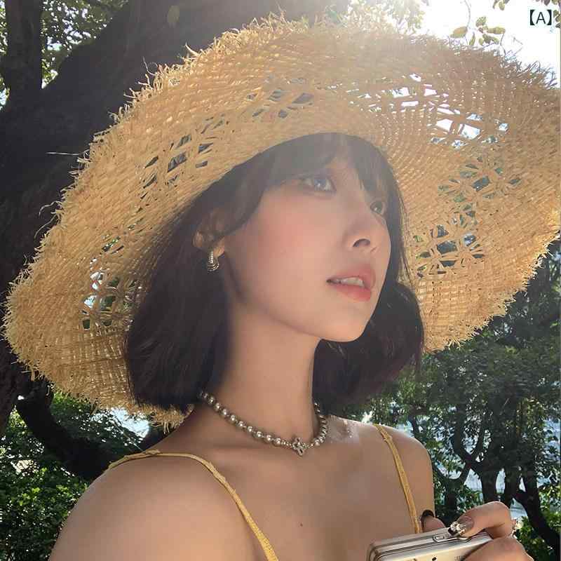 帽子　麦わら　レディース フランス製 つばの 大きい サンハット 女性用 2025 春 ...