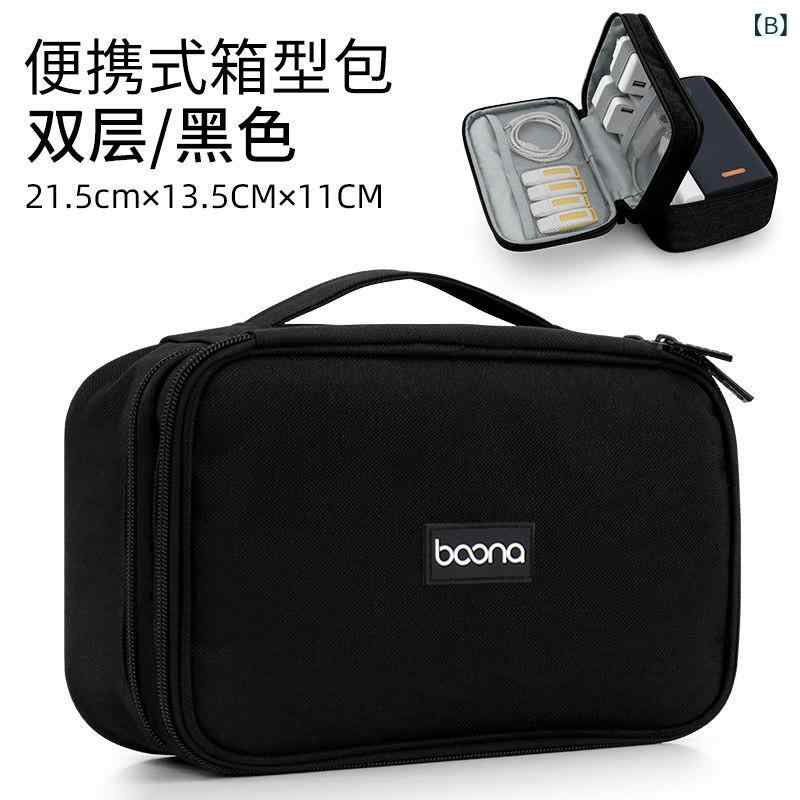 収納ポーチ レディース メンズ 整理バッグ ガジェットポーチ デジタル小物入れ ダブルファスナー ケーブル イヤホン 充電器 モバイルバッテリー ハードディスク タブレット 収納ケース 持ち運び バッグ 撥水加工 多機能 高耐久 コンパクト 軽量 多層構 s-share-global-11137954 サポートシェアグローバル サンプル画像3