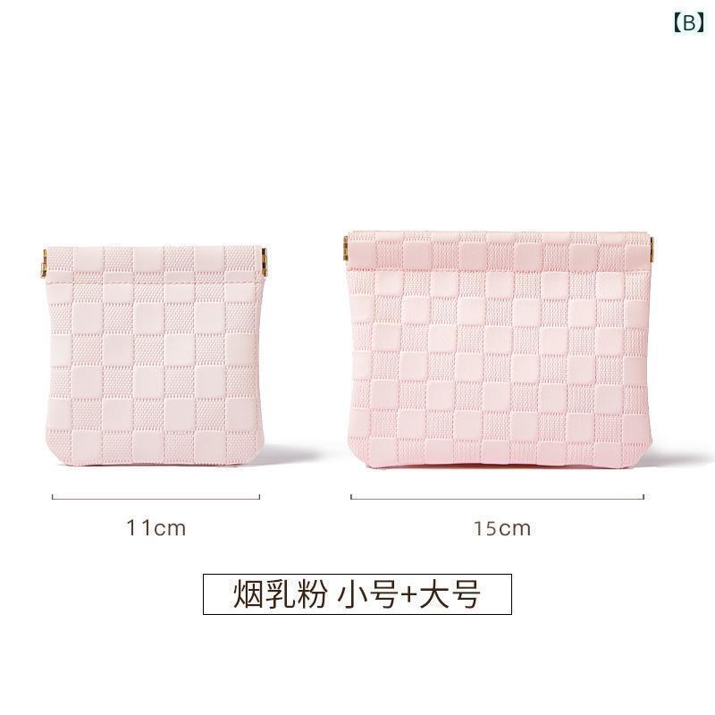 ポーチ　アクセサリー　収納 自動 開閉 式の 小型 収納 バッグ データ ケーブル 有線 イヤホン ポータブル ミニ 化粧 品 口紅