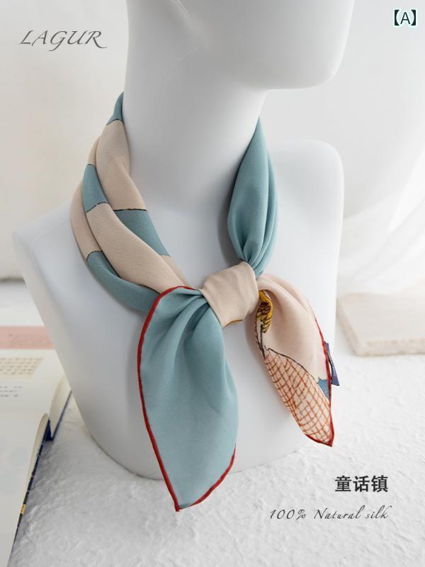 スカーフ　おしゃれ レディース おとぎ話の 町 ~ シルク スカーフ マルベリー ヘア ゴム バッグ 夏用 ..