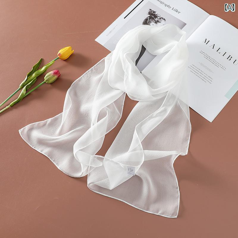 スカーフ　おしゃれ レディース Hengyuanxiang 色 薄手 シルクスカーフ レディース 万能 ロング スカー..