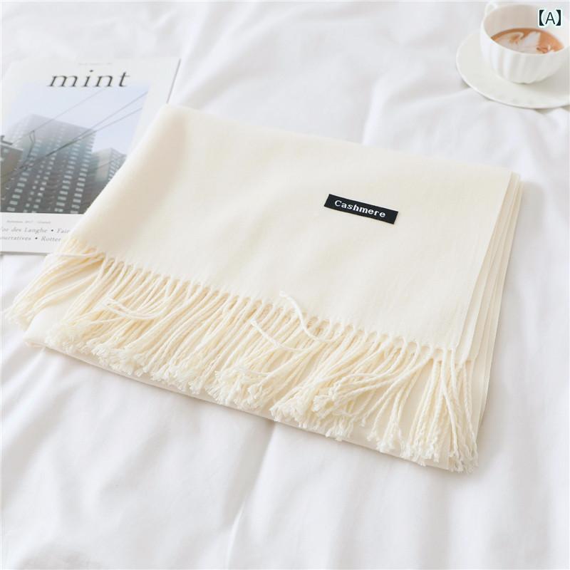 スカーフ おしゃれ レディース 女性用 高級 スカーフ 春秋に マッチ する タッセル ショール 無地の フェイク 暖かい てな 赤い ネック