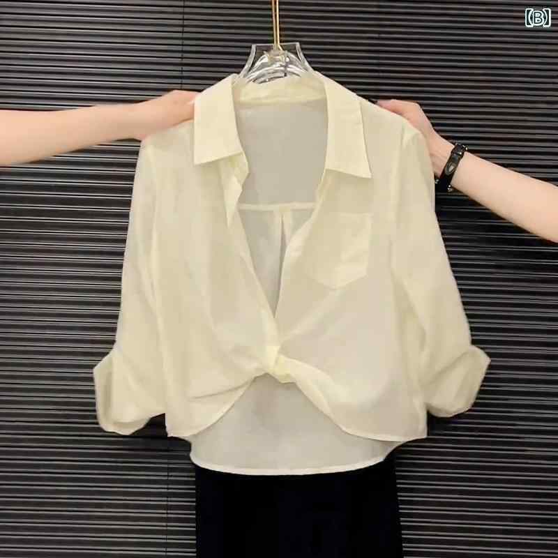 シャツワンピース レディース ファッション ドレス スーツ レディース 夏 スタイル 小さい ワンセット 日焼け防止 服 シャツ サスペンダー スカート ツーピ...