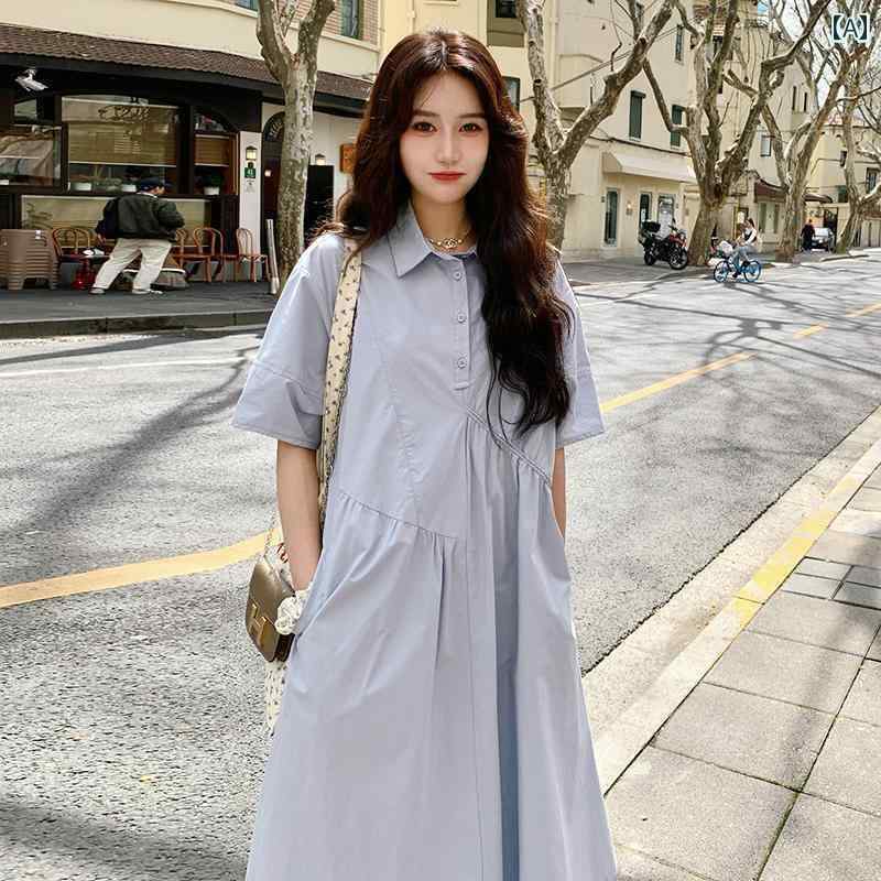 シャツワンピース レディース 大きいサイズ 小さい サイズ さわやか ドローストリング シャツ ドレス 女性 夏 2025 太め mm 優しい スリム カジュアル aライン スカート