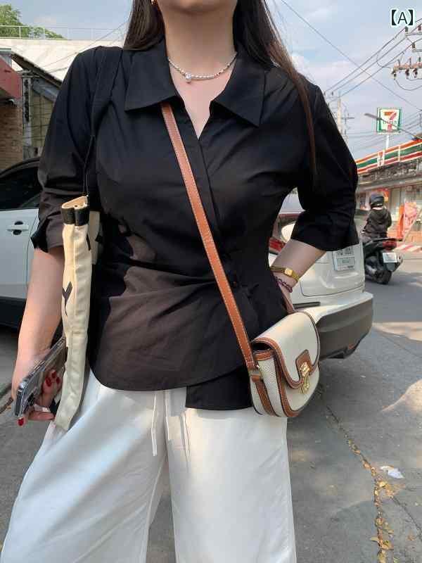 シャツワンピース レディース 李 沙 欧 若 鋒 ～ 春夏の シャツ 婦人 プリーツ 体型カバー やや 太め スリム ロング ワンピース