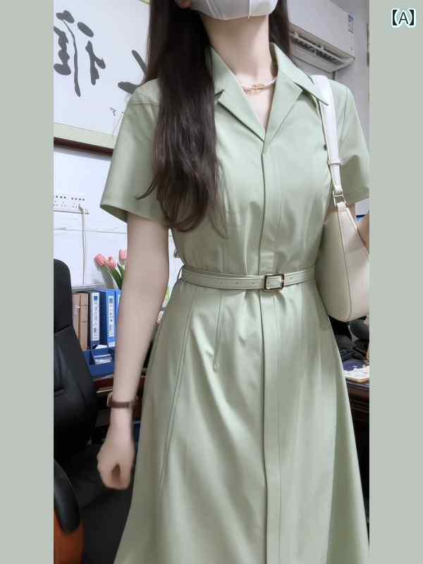 シャツワンピース レディース 2025夏の 女性用 教員 資格 面接 ドレス 小柄な 通勤 フォーマルドレス ..