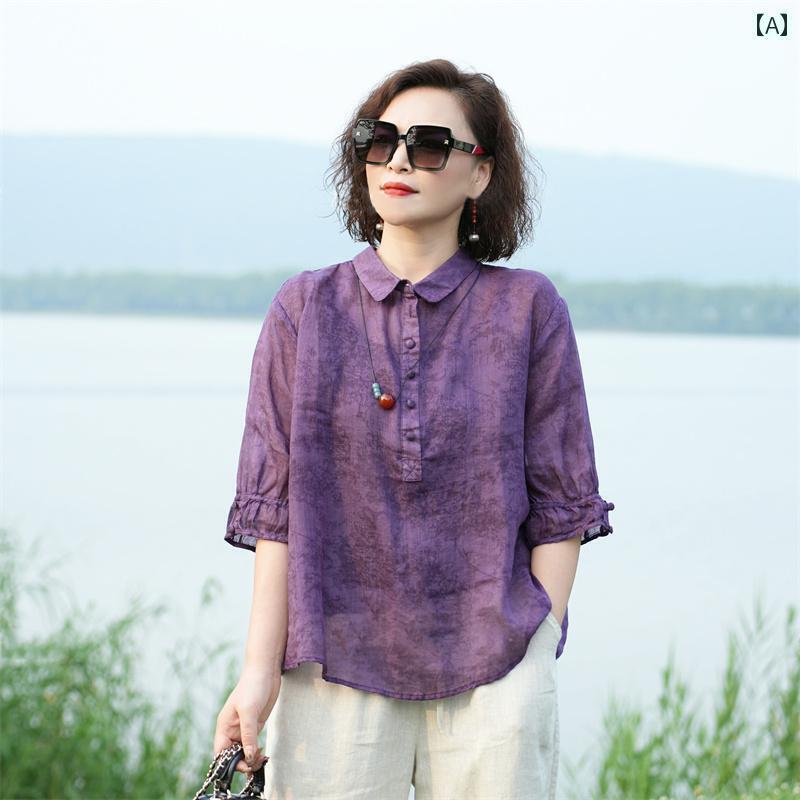 シャツワンピース レディース 杭 州 高級 シャツ レディース 七分袖 2025夏 マザー マルベリー トップ