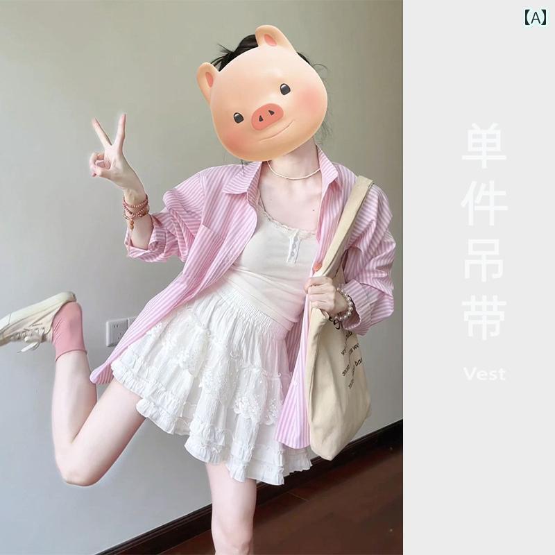 シャツワンピース レディース フレンチ ポロ カラーの ピンクの ストライプ 日焼け防止 シャツ レディースの 夏用 薄手 アウターシャツ カーディガンジャケット ゆったり トップス