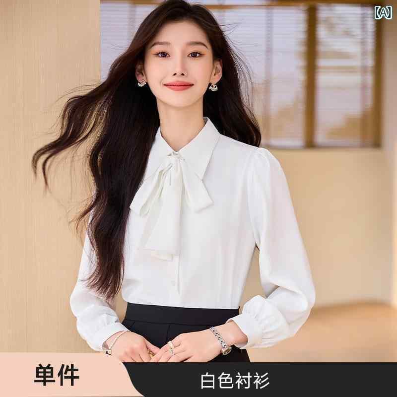 シャツワンピース レディース 女性用 プロ ホワイト シャツ 長袖 ネクタイ 春秋 公務 員 面接 フォーマ..