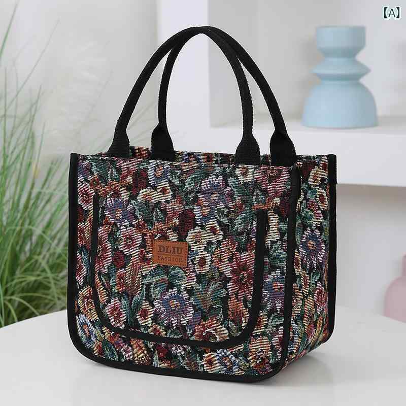 かわいい トートバッグ ハンドバッグ レトロ ハンドバッグ トート フラワー大容量 お出かけ ママ バッ..