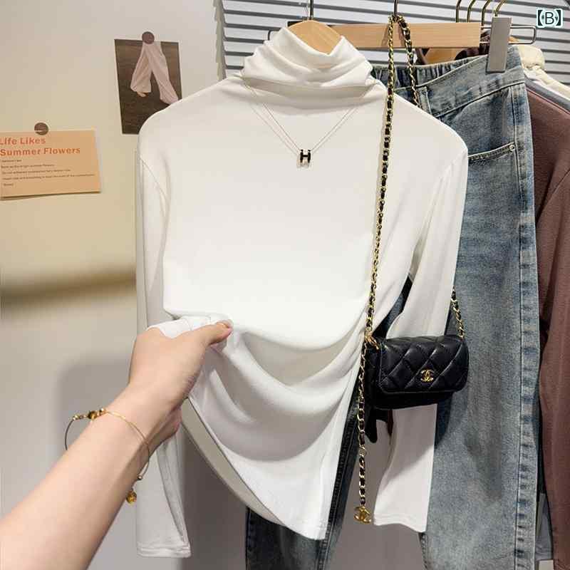 レディース ハイネック タートルネック La Chapelleの ブラック タートルネックシャツ レディース 2025..