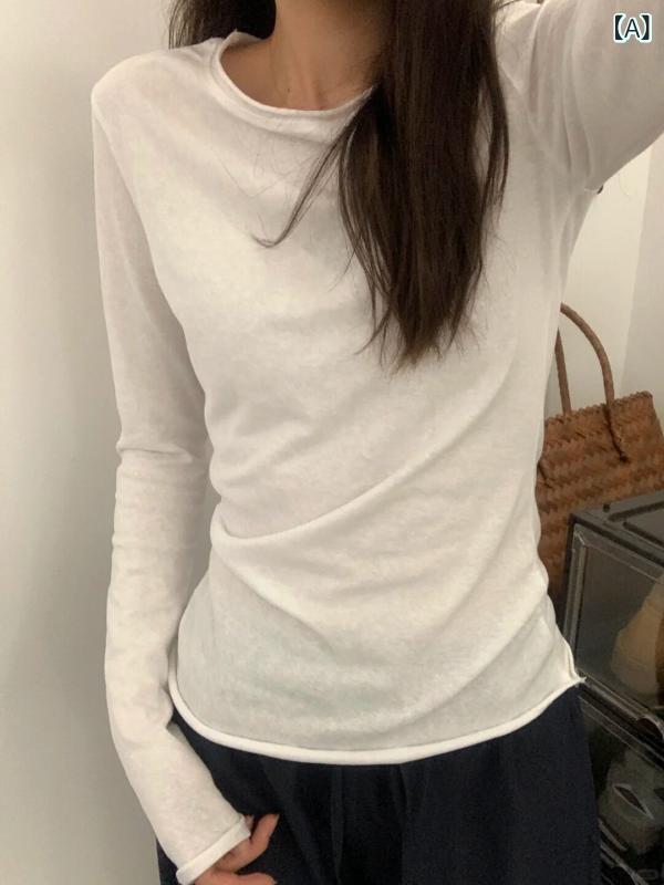 Rakuten - レディース ハイネック タートルネック 女性用 白 レイヤリング シャツ 薄手 秋 シック カー リング 感 長袖 Tシャツ ベーシックスタイル シンプル インナー トップス