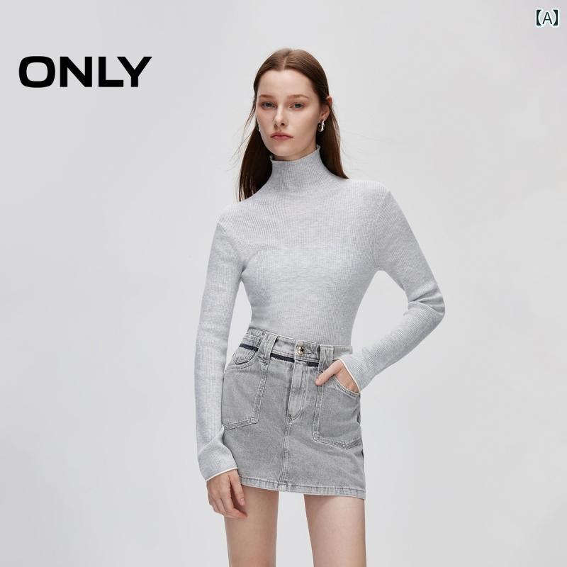 レディース ハイネック タートルネック ONLY 秋 快適 スリムフィット スレッド タートルネック セータ..