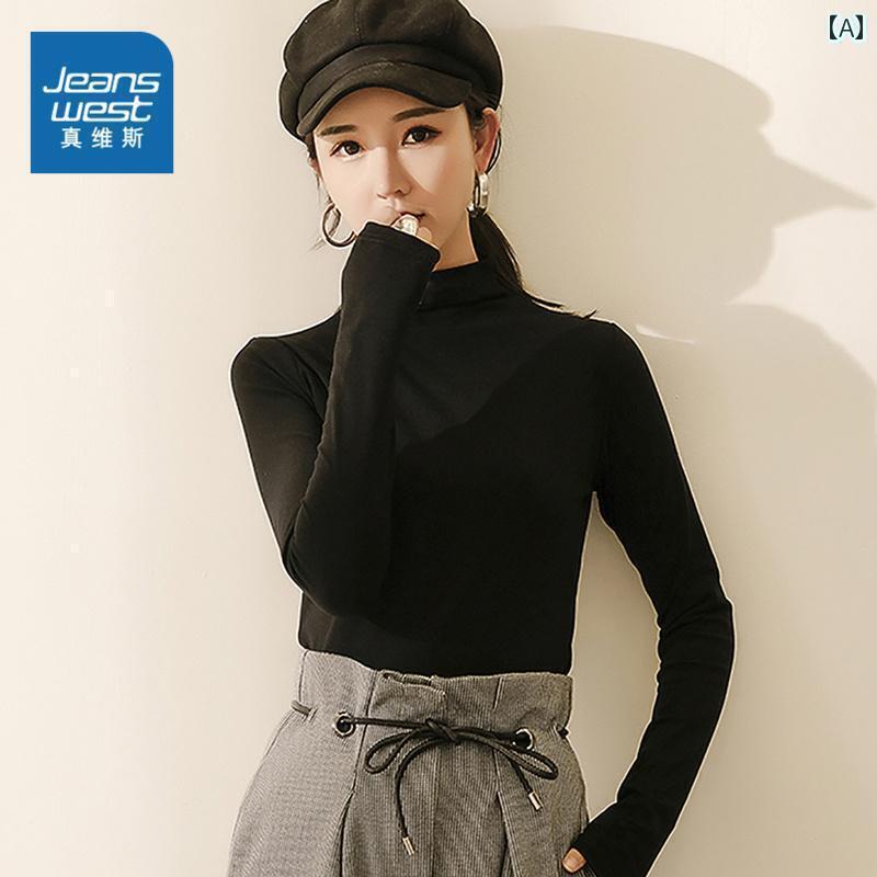 レディース ハイネック タートルネック KPP Jeanswest レディース レイヤリング シャツ 秋冬 韓国 無地..