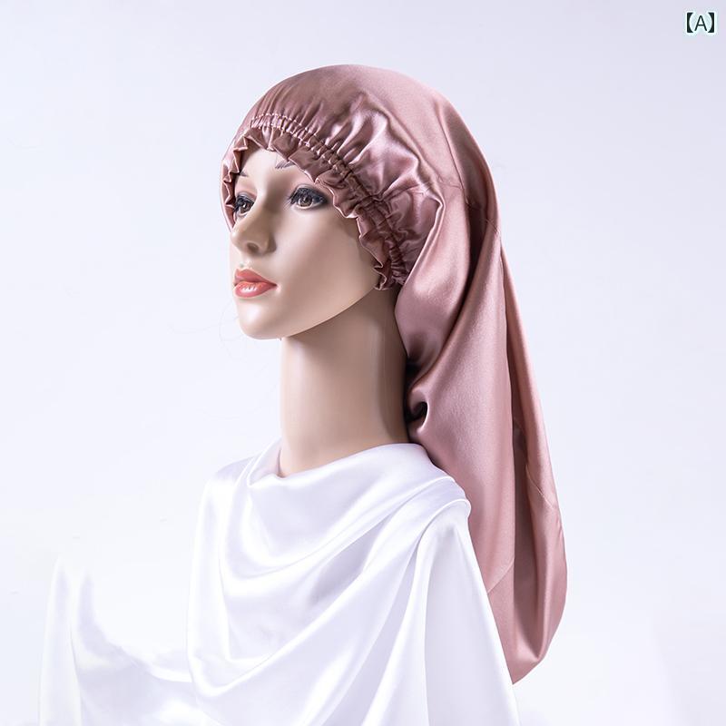 ターバン キャップ ホーム バン ロング ヘア バッグ 摩擦 防止 閉じ込め 帽子 菌 スタイル 美容 肌に ..