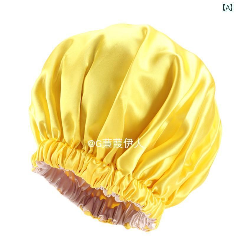 ターバン キャップ 特大 二 層 模擬 サテン デニム ナイトキャップ アフリカ 包 頭 ラウンド 帽子 ホー..