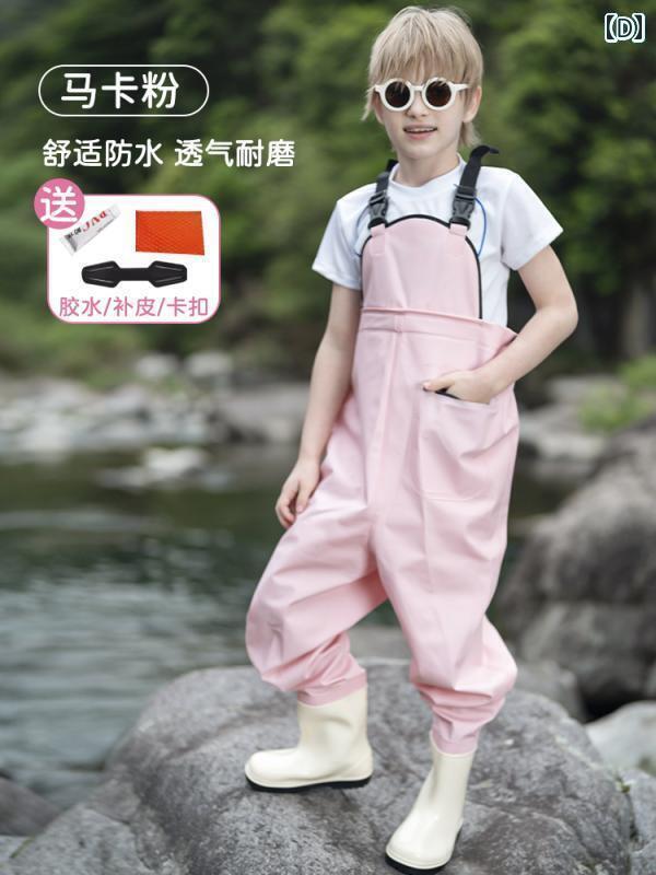 子供用 長靴 釣りや 魚を 捕まえる 子供用 全身 ワンピース ウェーディング パンツ 防水 レインパンツ ..