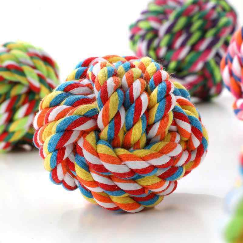 ワンちゃん　ペットグッズ 犬の おもちゃ 結び目 歯ぎしり 防止 歯磨き 編み込み ボール テディ ゴールデンレトリバー 大型 中型 小型 犬 ペット コットンロープ