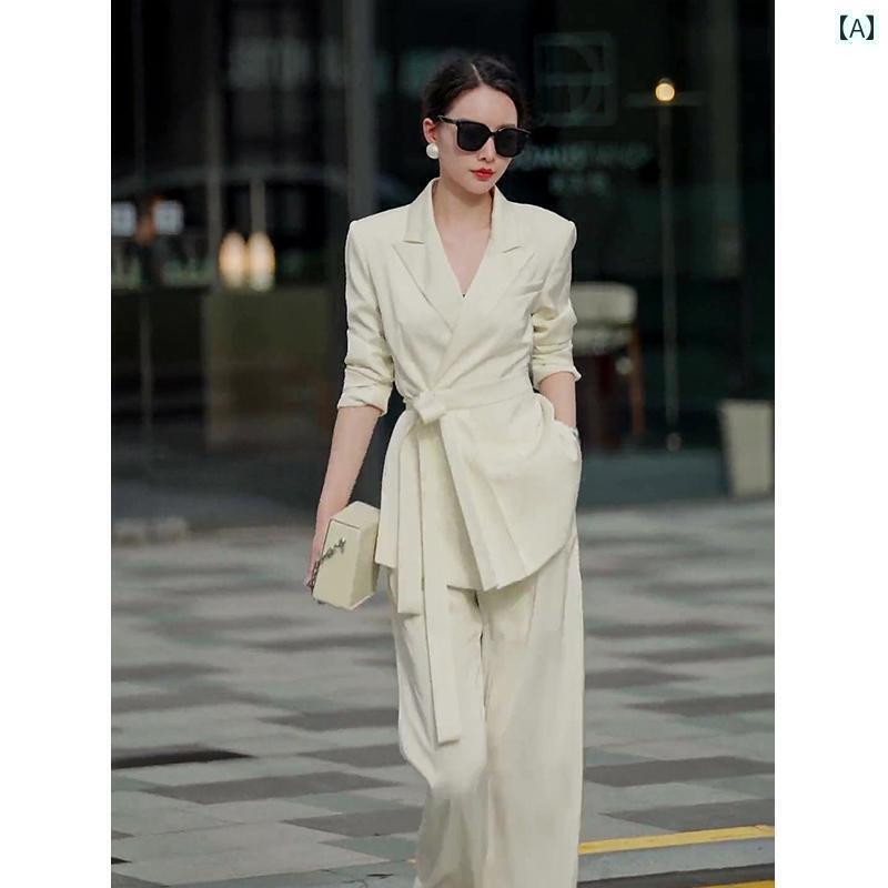 スタイリッシュ 女性 スーツ 高級 強力な オーラ 白い プロ スーツ レディース 有能な ツーピース 春秋