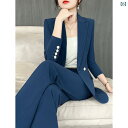 スタイリッシュ 女性 スーツ 女性用 サマー スーツ 九分 袖 薄 青 エレガント プロな お姫様のような ツーピース 白