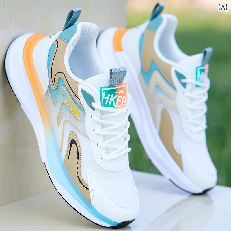 メンズ 白靴 スニーカー ナショナル 夏用 軽量 スポーツ シューズ メンズ 衝撃 吸収 通気性 メッシュ ランニング カジュアル