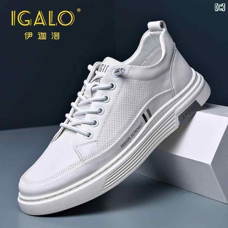 メンズ スタイリッシュ スニーカー 革 ホワイト シューズ メンズシューズ 2025夏 通気性 スポーツ メン..