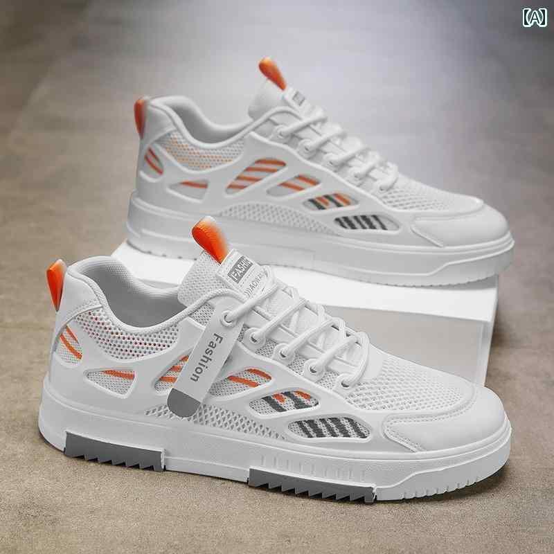 メンズ スタイリッシュ スニーカー メンズシューズ 夏 通気性 2025 メッシュ スポーツ シューズ メンズカジュアル ホワイト