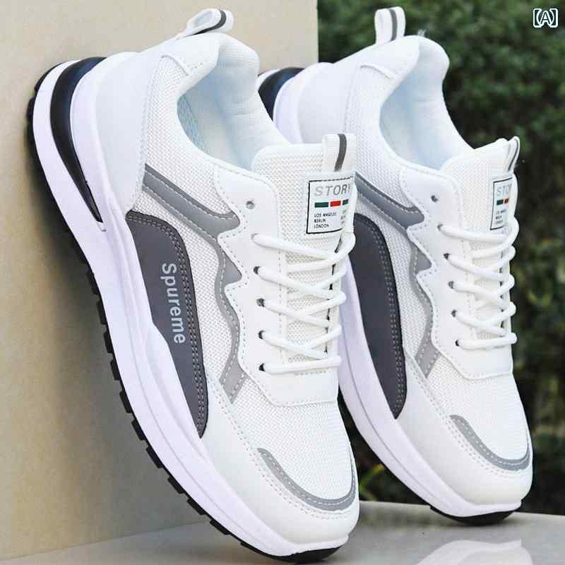 メンズ スタイリッシュ スニーカー メンズシューズ 春夏 通気性 メッシュ スポーツ シューズ メンズ 2025 ランニング ホワイト カジュアル